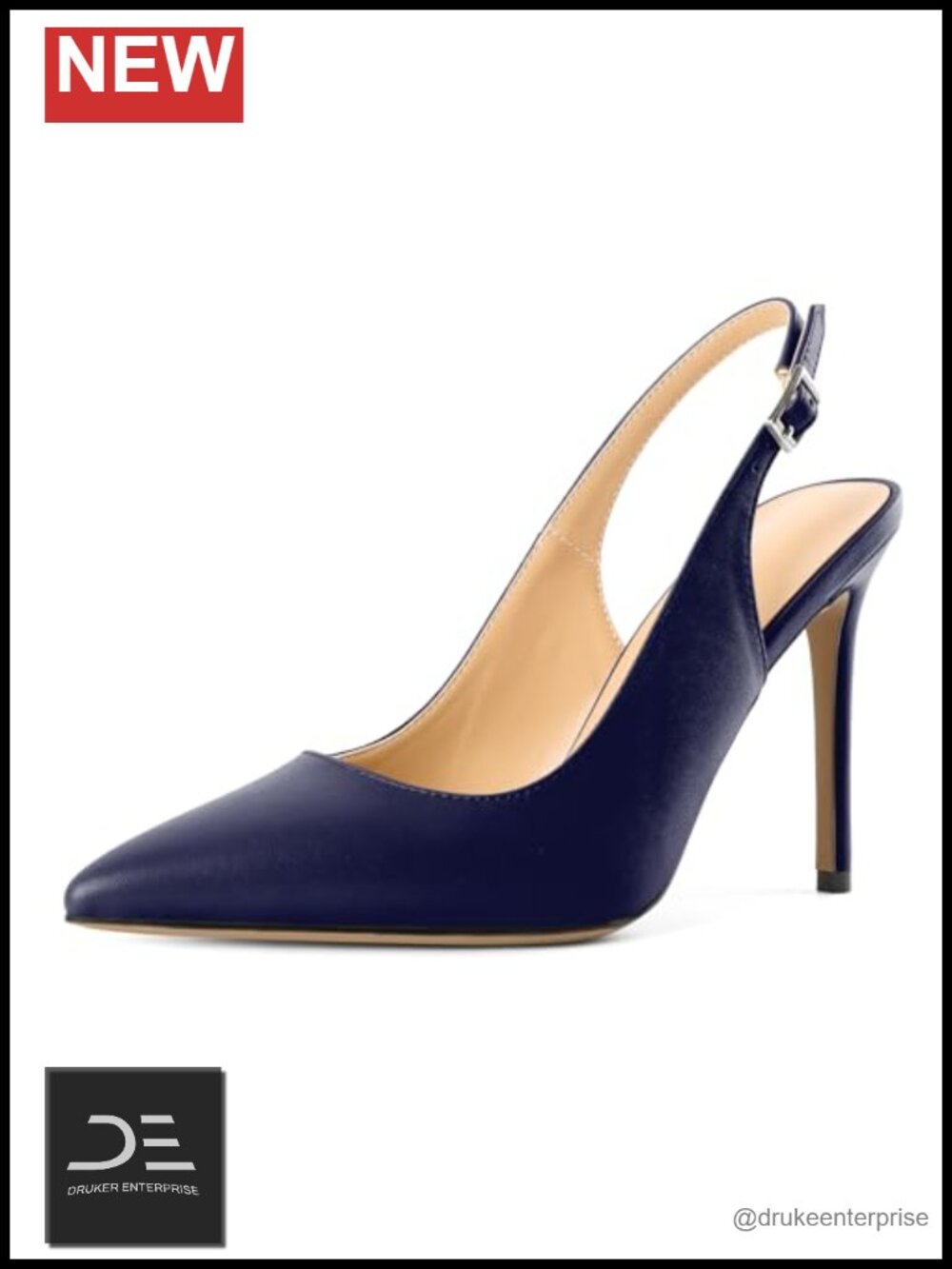 Women's Slingback Pumps High Heel Pointed Toe Ankle Strap Office Party Dress